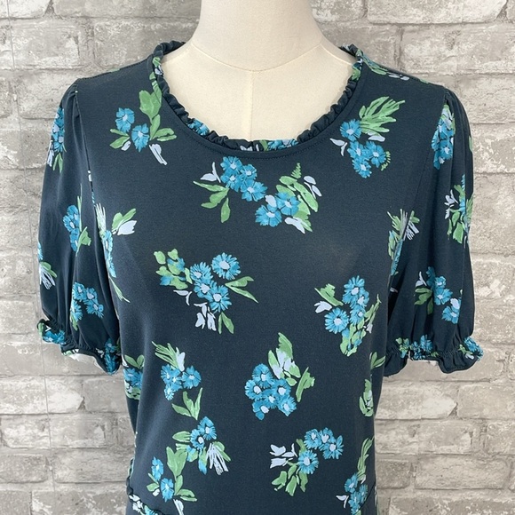 Loft Navy Floral MIDI Dress - Picture 2 of 6